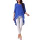 thumbnail image 2 of INSPIRE CHIC Blusa de Chifón para Mujer con Mangas Divididas 3/4 y Dobladillo Asimétrico Túnica Azul Real XL, 2 of 5