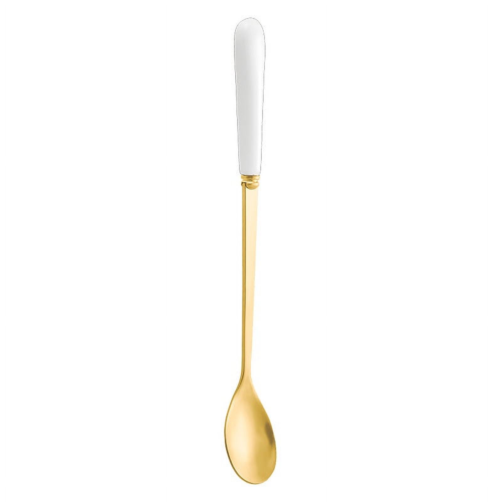 Xmhytop 2 Piezas Cucharas Para Postres De Acero Inoxidable Oro Blanco, 17.5X2.4 Cm - Ideal Para Helados, Flanes Y Decoración De Postres