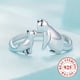 thumbnail image 1 of 925 Sterling Silver Kissing Cats Pattern Cuff Ring For Girls Cute Animals Pets Ring Adjustable Open Ring Kids Accessories, 1 of 2