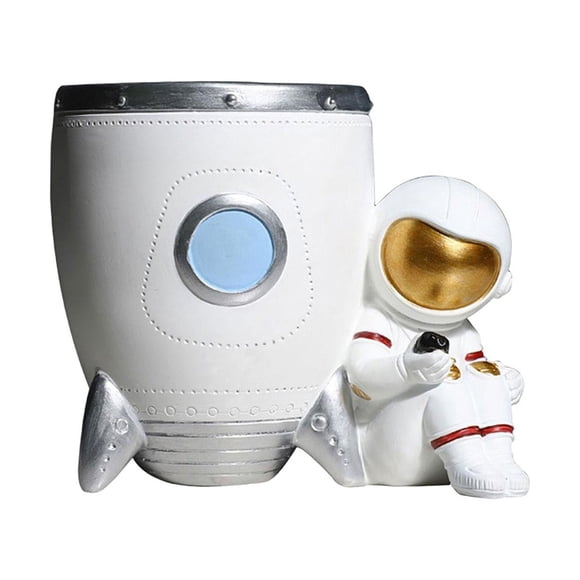 Nordic Astronaut Pen Portalápices Pen Cup Resina Duradera Para El Hogar Oficina Blanco