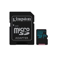 Tarjeta De Memoria Microsd Kingston Go! 64Gb Microsdxc Clase 10 Uhs-I 90Mb/S R Con Adaptador