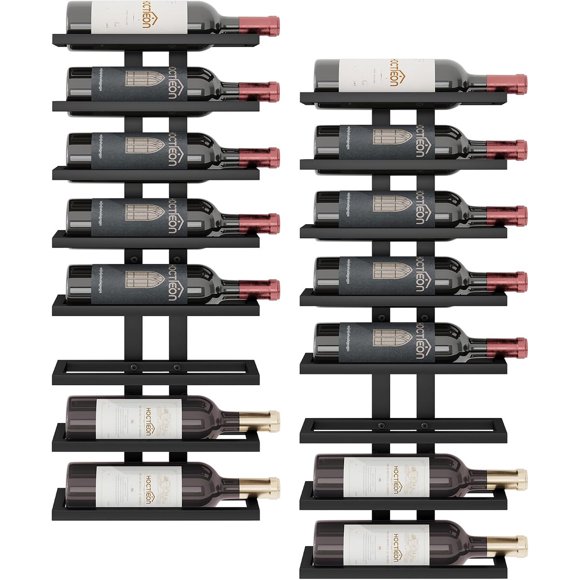 Hoctieon 2Set 8 Tier Wall Mount Wine Rack 16 Tiers, Wall