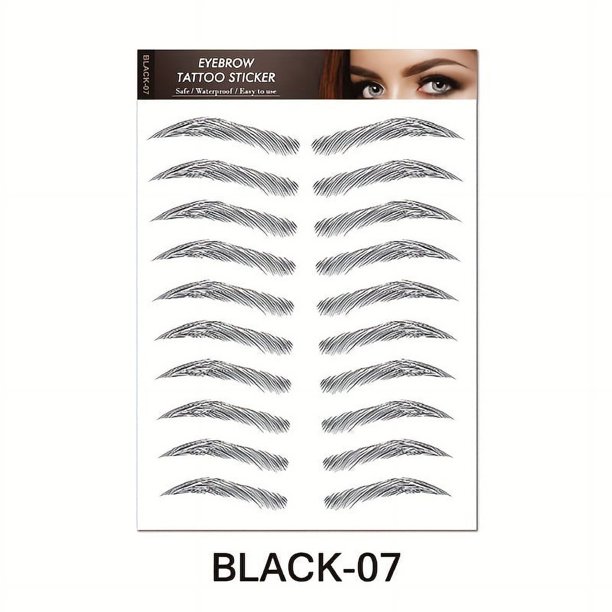 1 sheet Long-Lasting 6D Hair-Like Eyebrow Tattoo Stickers - Waterproof Black and Brown Eyebrow Makeup Stickers