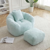 M&Ms - Giant Bean Bag Chair Withfootstool, Oversized Bean Bag For Adults And Kids, Faux Fur Shell-Shaped Large Chair With Filler, Stuffed Big Accent Sofa, Floor Sofa For Gaming,Reading Living Room Bedroom