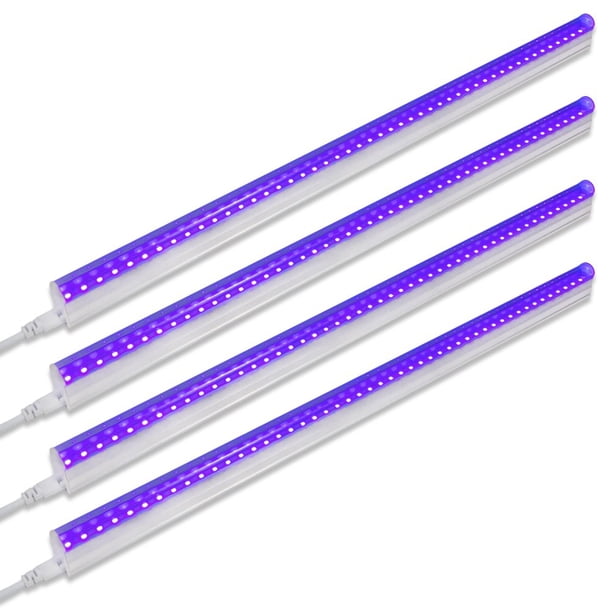 Barra De Luz Negra Uv Led De 9 W 60 Cm Con Interruptor De Encendido Apagado Paquete De 4