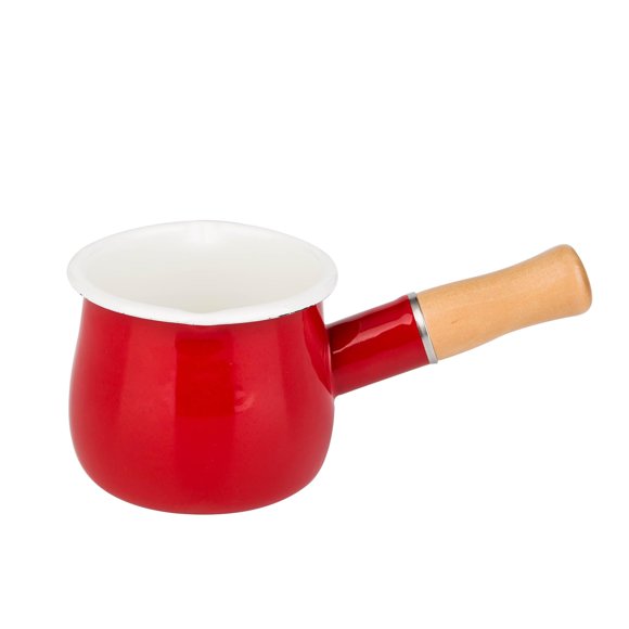 Olla de leche FYUEROPA 500 ml rojo con esmalte y mango de madera