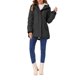 thumbnail image 2 of INSPIRE CHIC Abrigo de Parka para Mujer con Cinturón, Bolsillos, Manga Larga y Capucha de Piel Sintética XS Negro, 2 of 6