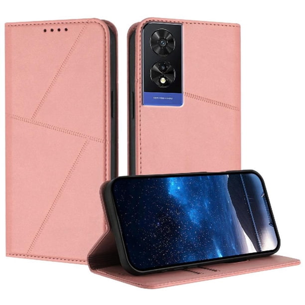Funda Cartera Magnética para TCL 505 Protección Antichoque con Ranuras Rosa