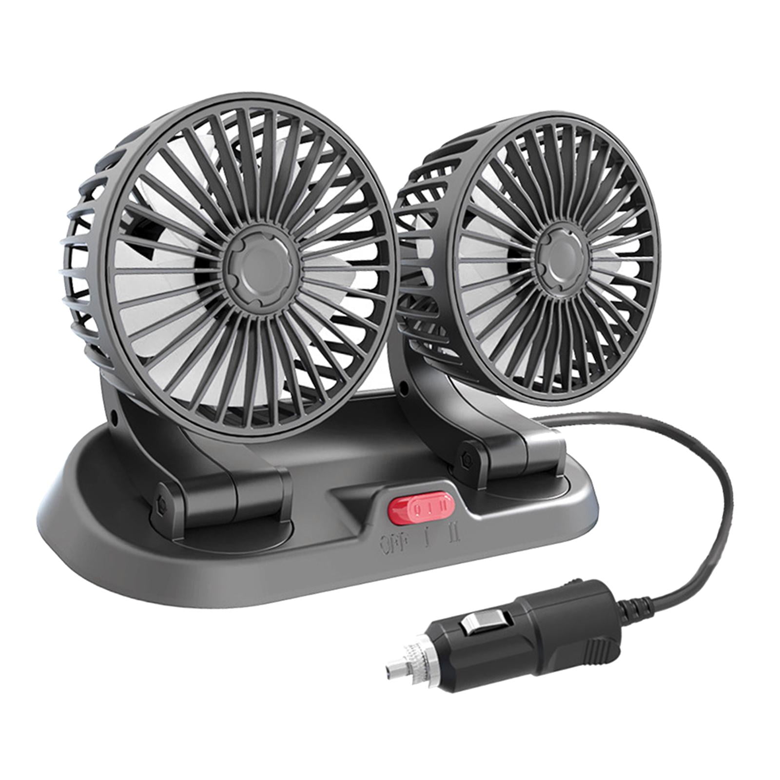 Ioensy - Ventilador De Doble Cabeza Para Coche, Circulador De Aire Silencioso, Cinco Aspas De Ventilador Aptas Para Coche, Suv, Usb