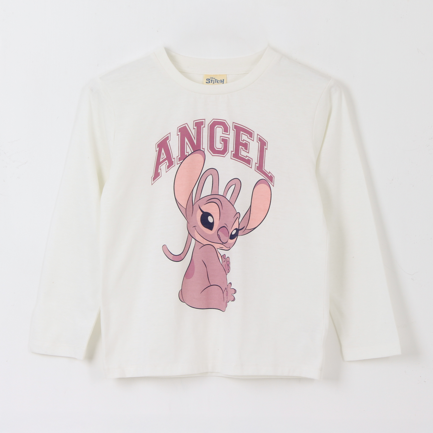 Polera Manga Larga Niña Angel Lilo & Stitch Blanco Disney