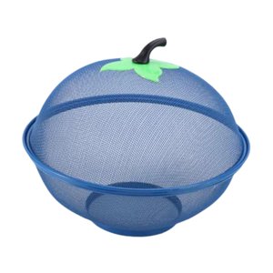 Magideal - Cesta De Frutas De Malla Con Tapa, Cesta De Alambre De Metal, Cuenco De Almacenamiento Para Aperitivos, Frutero Decorativo Para Decoración Del Hogar, Azul