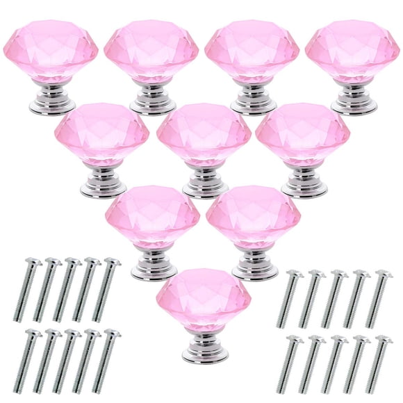 Perillas para gabinete Akstore de vidrio cristal rosa de 30 mm, 10 piezas