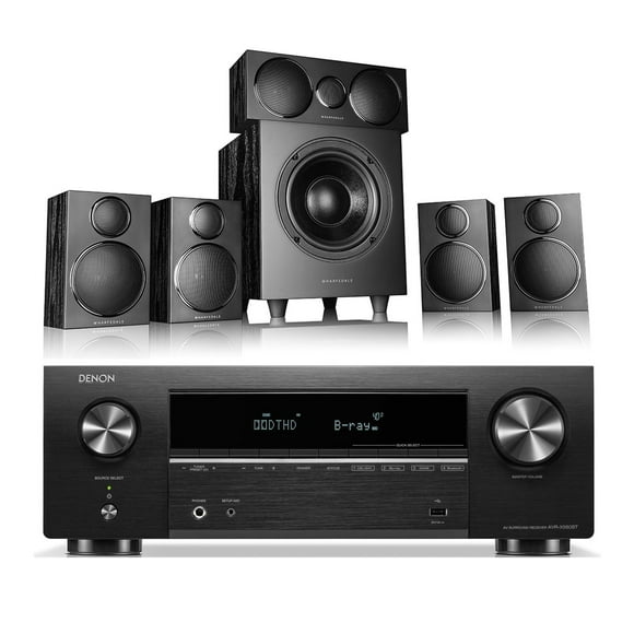 Kit AV Denon AVR-X580BT y sistema de parlantes Wharfedale DX-3 HCP