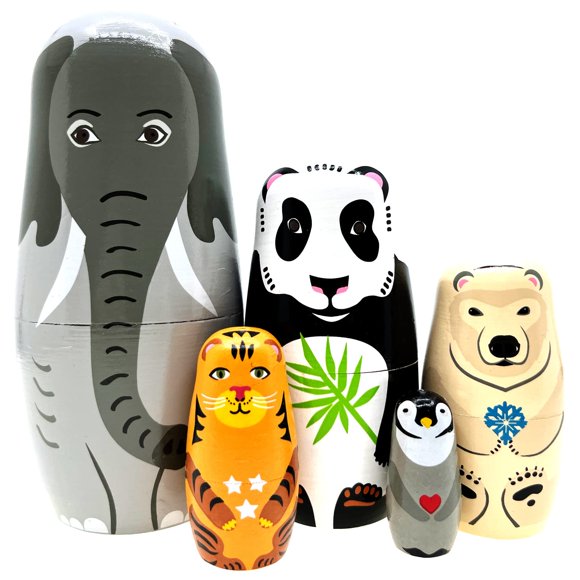 Muñecas anidadas Kakeah de 5 piezas, juguete de madera artesanal