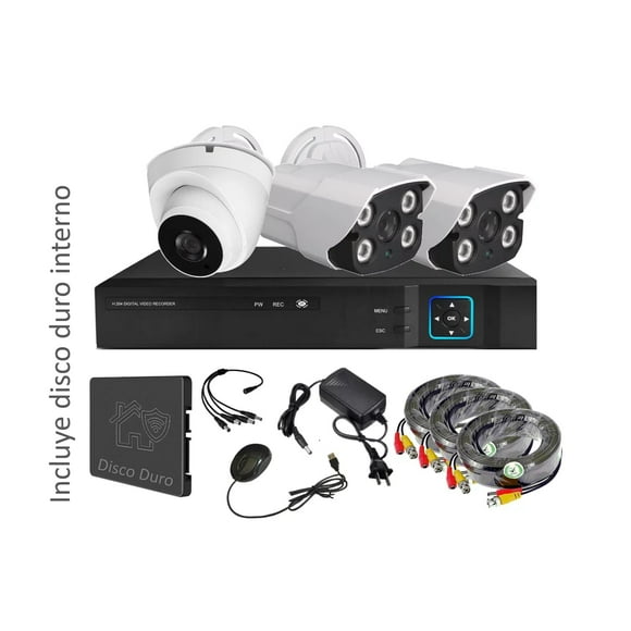 Kit 3 Cámaras Seguridad Mixto HD con Disco Duro M33LDD