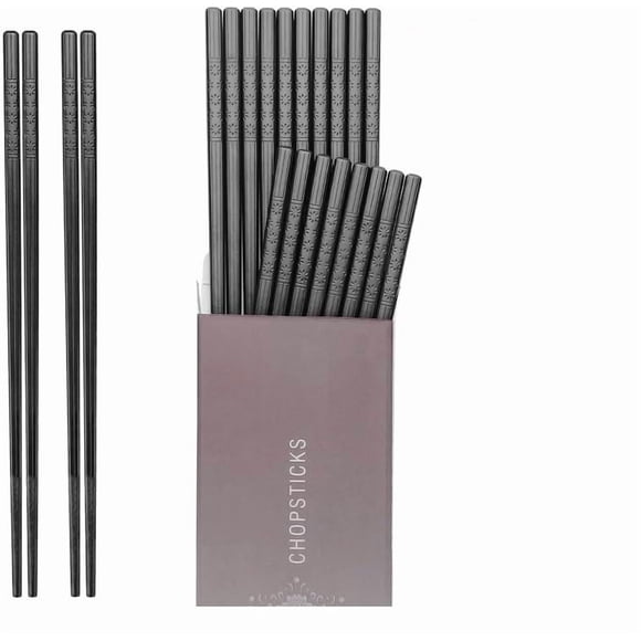 Palillos HIWARE de fibra de vidrio, 10 pares, aptos para lavavajillas, negros