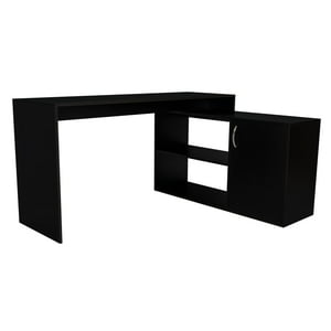 Fmfurniture - Escritorio En L 1 Puerta Y Estantes Fm-032N - Negro
