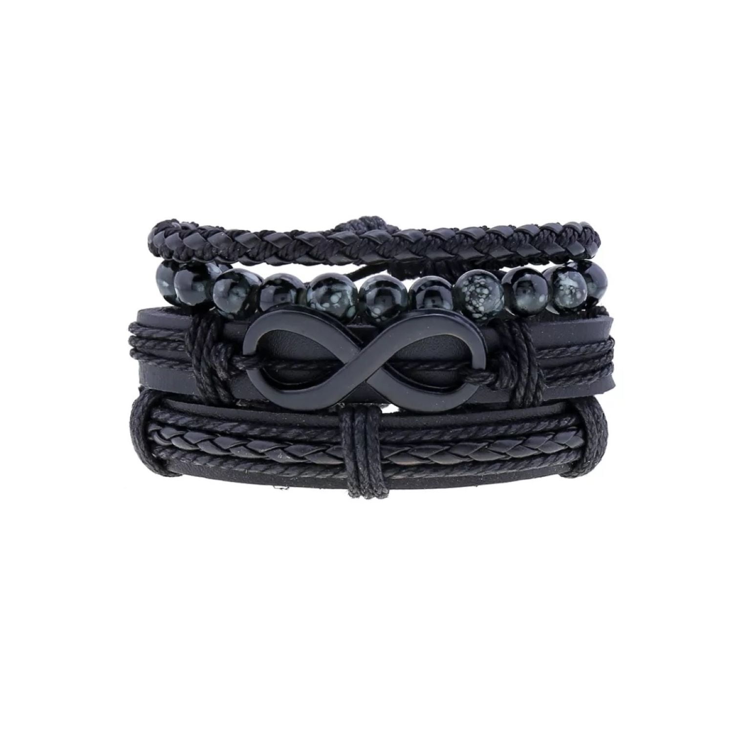Prusia - Pulsera De Cuero Negra Símbolo Infinito