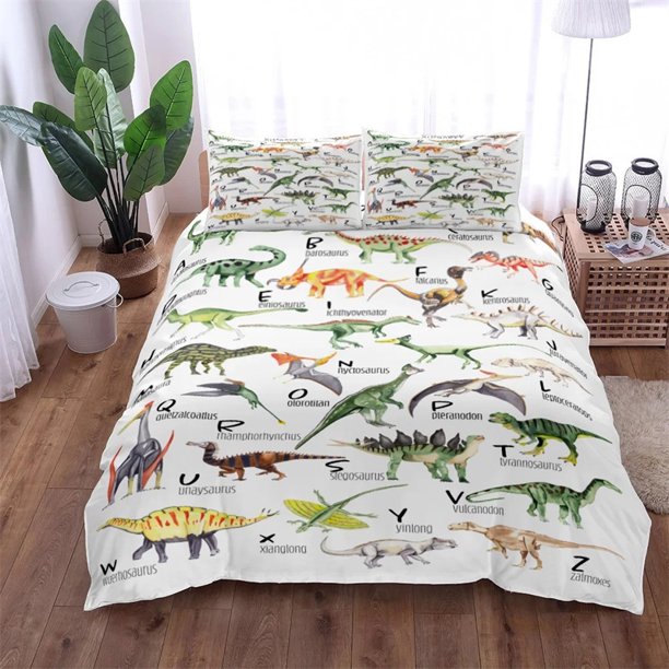 Dinosaurs Alphabets Children Bedding Set Double Bed Linen Set Duvet Cover Pillow Case