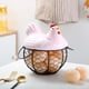 thumbnail image 2 of Cesta para huevos, soporte de alambre de hierro para huevos de gallina, cesta para encimera con tapa de cerámica para recoger huevos frescos, color rosa, 2 of 8