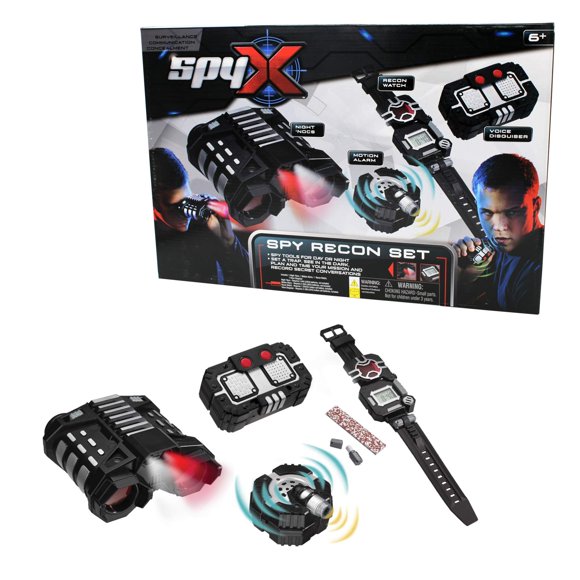 Set SpyX Recon Reloj con Alarma, Binoculares Night Nocs y Disfrazador de Voz