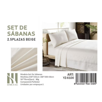 Tecnocasa - Set De Sabanas King Color Beige Lago 150 Hilos + 2 Funda De Almohada