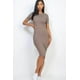 thumbnail image 3 of Vestido Midi Ajustado De Canalé Gris Topo, 3 of 5