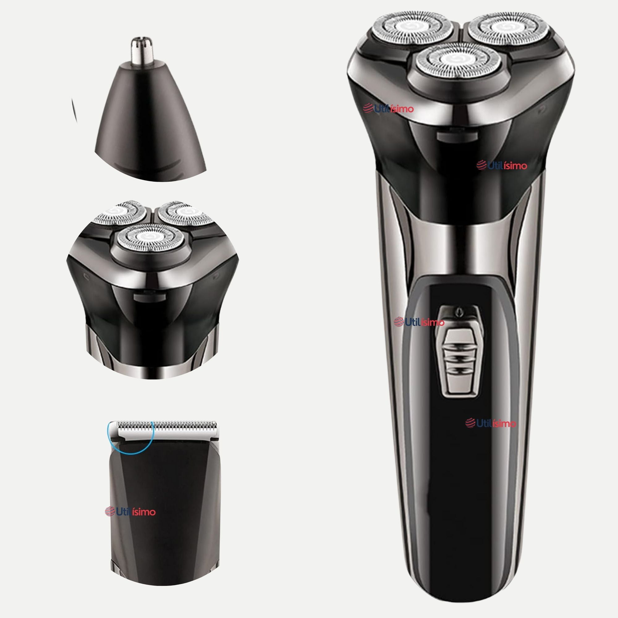 Line - Máquina De Afeitar 3 En 1 Recargable Inalámbrica Usb Color Plateada