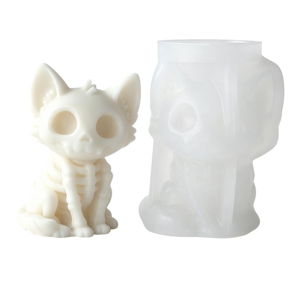 Molde de silicona Anlan-angel 3D Gato esqueleto de Halloween