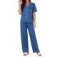 thumbnail image 2 of INSPIRE CHIC Conjunto de Pijama para Mujer Botón Abajo Lazo Manga Corta Top y Pantalones Conjunto de Pijamas Suaves para Novia Ropa de Dormir Conjunto de Dos Piezas XL Azul Marino, 2 of 6