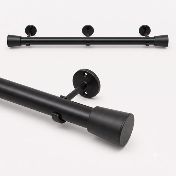 Set Barra Cortina Innova 21mm Negro 240cm