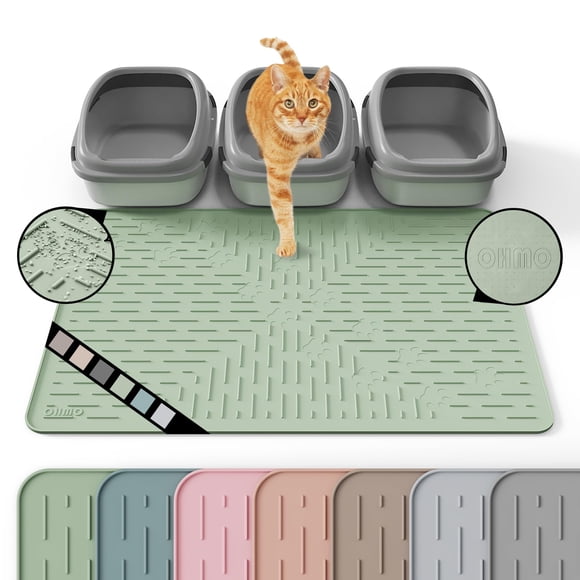 Alfombra para arena de gato OHMO 95x64 cm Verde Salvia de silicona