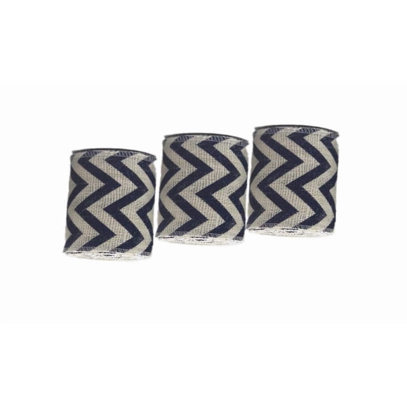 Cinta de yute AAYU azul con diseño chevron 7,5 cm x 13,5 m, paquete de 3