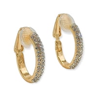 Elbauldejuma - Aros Sin Perforación Argollas Circonios Incrustados Tipo Pavé Bañadas En Oro 18K