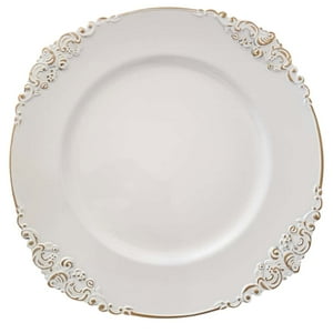 Diorama - Set 4 Portaplatos Elegantes Platos Base Blanco Con Dorado