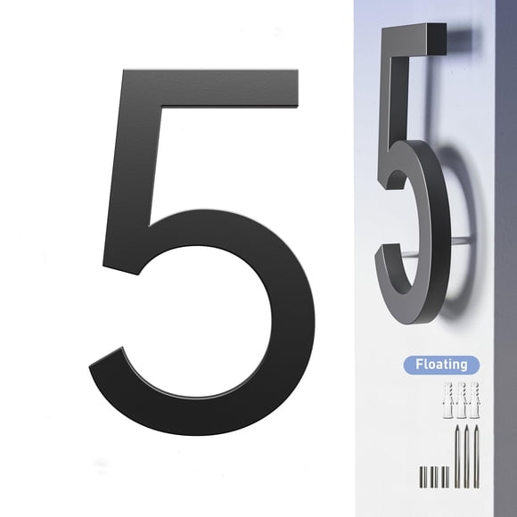 Números para casa HANPIU de metal negro 3D flotante de 7"