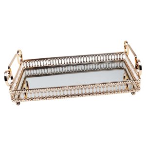 Bothyi - Bandeja Para Servir Con Espejo, Plato Rectangular Para Frutas Y Alimentos Para Joyería L