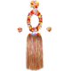 thumbnail image 1 of Conjunto de disfraz hawaiano con falda Luau Hula Grass para adultos y niños, 1 of 7