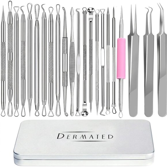 Kit de extracción de granos DERMATED 22 piezas de acero inoxidable