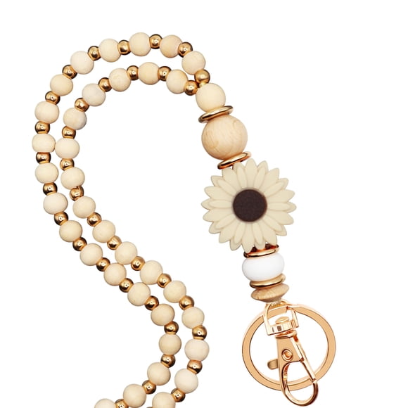 BODY_STRAP MyfavoriteK Lanyard de cuentas boho con margarita color café