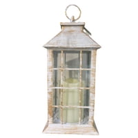 Vgo - Fanal Pl C/ Vela Led 14X14X31 Cm. Blanco