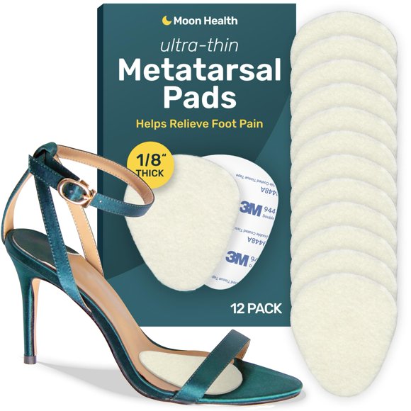 Almohadillas metatarsianas Moon Health ultrafinas, paquete de 12 unidades para mujeres y hombres
