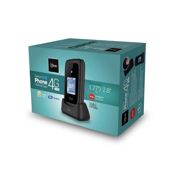 Telefono Senior Shell Adulto Mayor 4G Botón SOS Doble Pantalla 2,8 - 1,77 Con Base De Carga 9338 MLAB