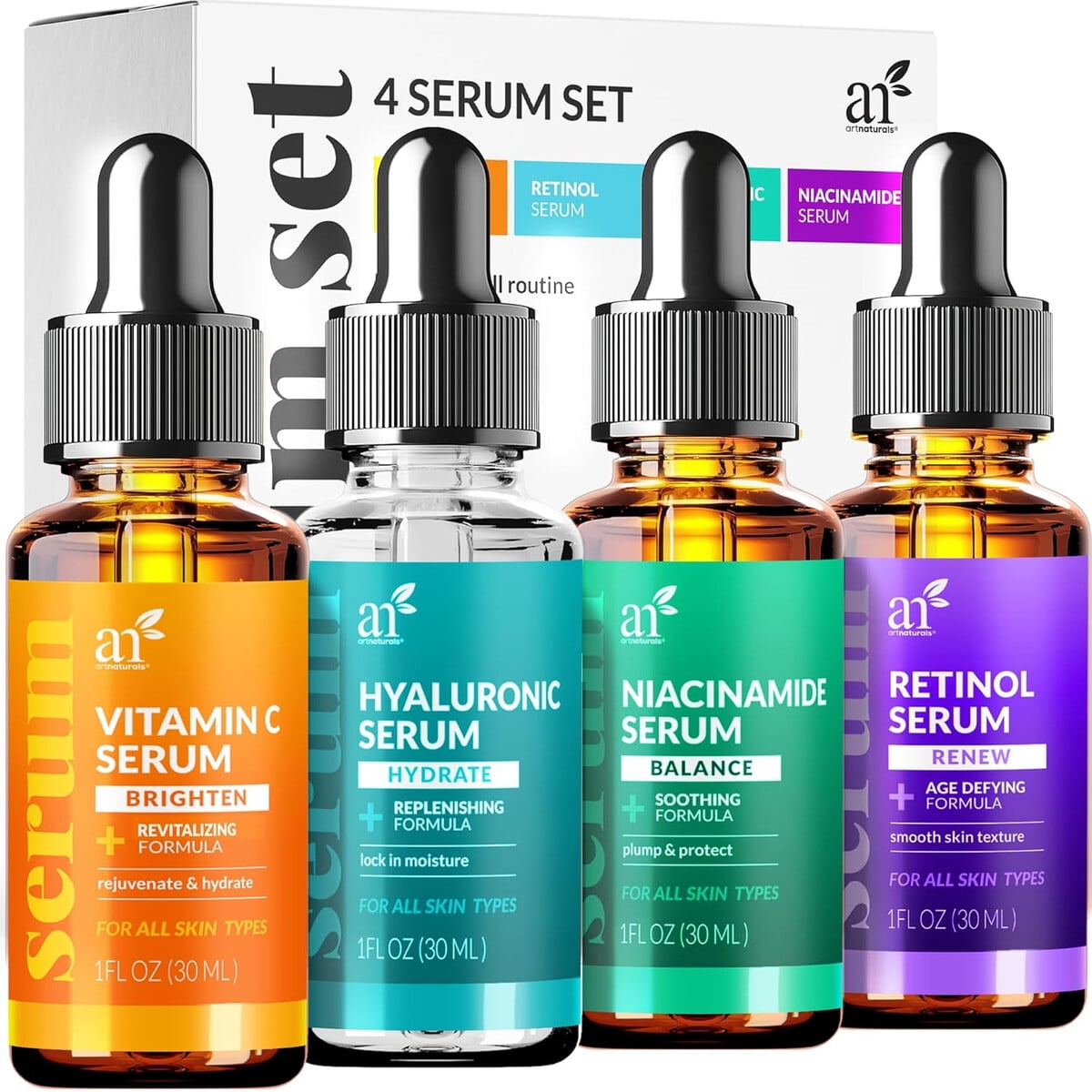 Set Serum Artnaturals 4 Piezas Vitamina C Retinol Hialuranico