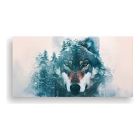 Genérico - Cuadro Lobo Bosque Invernal 100X50 Cm