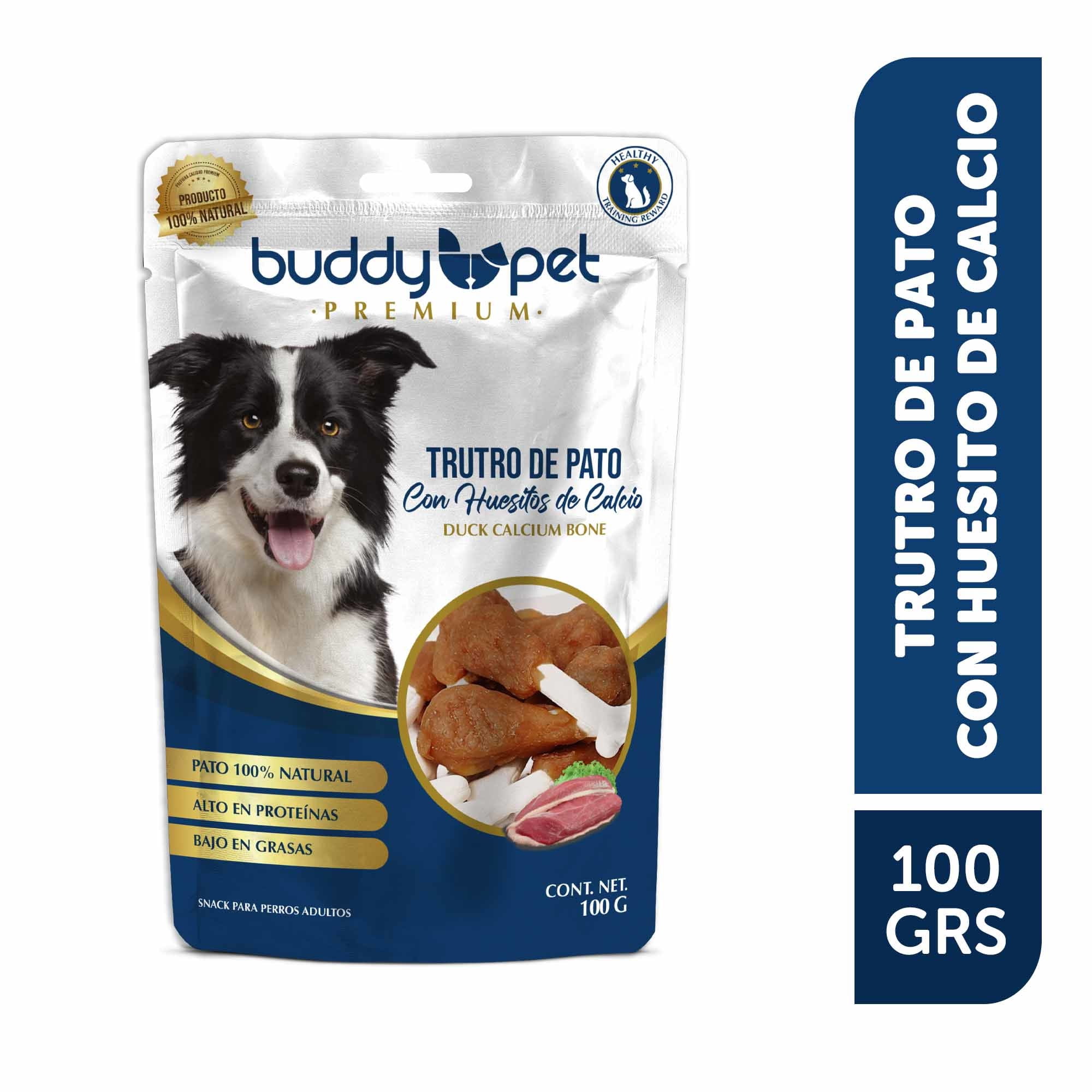 Snack Perro Adulto Trutros De Pato Con Huesitos De Calcio Bolsa 100 g Buddy Pet