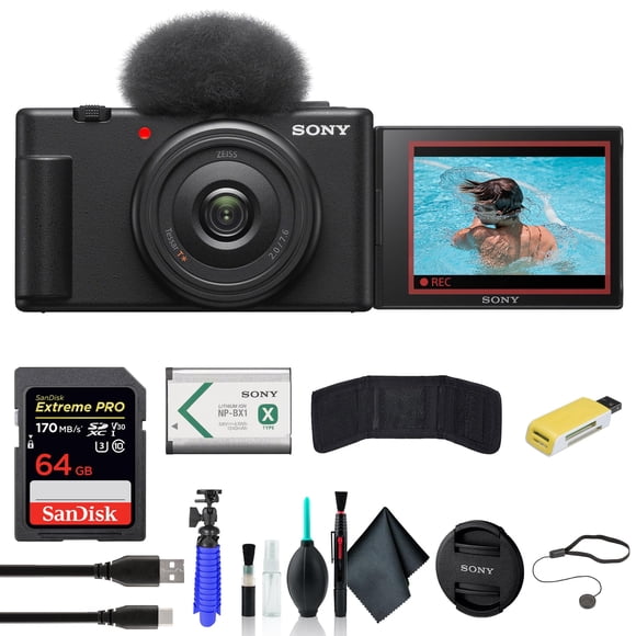 Cámara De Vlogs Zv 1f Negra Con Funda Y Tarjeta De 64 Gb