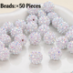 thumbnail image 1 of suxuMhao Cuentas de Resina Blancas Coloridas con Pedrería Al por Mayor Cuentas Redondas con Pavé 10mmx12mm Cuentas para Pulsera para Hacer Joyería Manualidades Cuentas de Bola de Discoteca 50 Piezas, 1 of 2