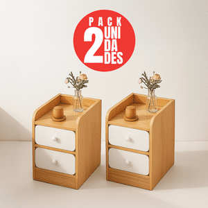 Pack 2 Velador Mesita 3 Niveles 2 Cajones Tienda El Garage Zt2 Madera