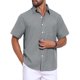 thumbnail image 1 of INSPIRE CHIC Camisas de Hombre de Regreso a Clases de Lino Liso con Bolsillo en el Pecho y Manga Corta con Cuello de Color Contrastante S Gris, 1 of 5